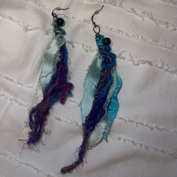 Blue and Purple Earrings - handmade - Picture 1 of 3